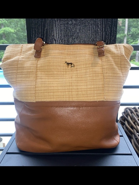 Emma Fox Handbags - EMMA FOX Straw and Leather Tote